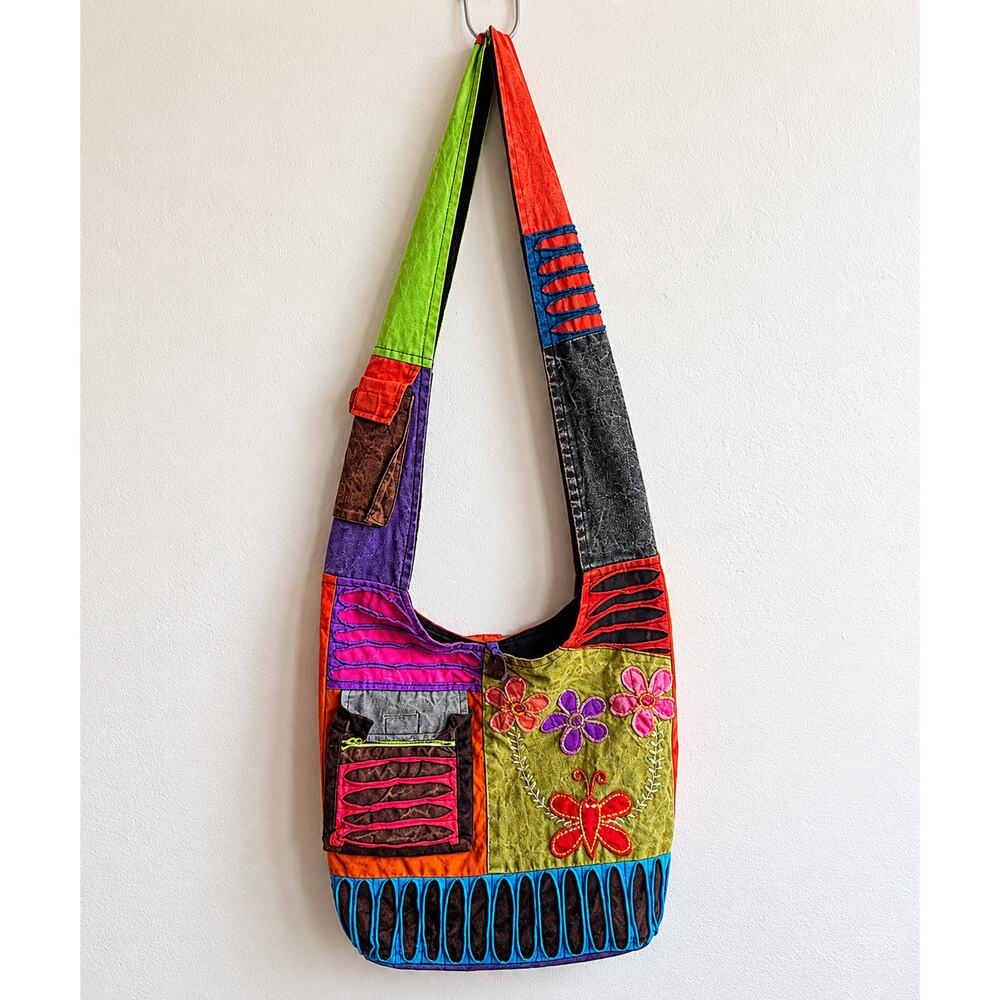 Bohemian Patchwork Crossbody Bag Festival Hippie Art Teacher Lagenlook Purse